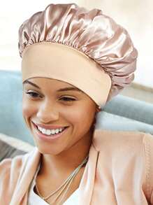 1/2/3pcs Silk Bonnet For Sleeping, Satin Hair Bonnets, Soft Elastic Band Silk Sleep Cap, Silk Hair Wrap For Curly Hair (Black Gold)