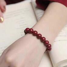 1 chiếc vòng tay đá chu sa tự nhiên màu đỏ, vòng tay may mắn, vòng tay tài lộc phù hợp cho nam và nữ, quà tặng ngày lễ, quà tặng cho gia đình và bạn bè, thích hợp cho sinh nhật các cặp đôi, vòng tay năm mới màu đỏ phong cách Trung Quốc - Đỏ - Xem 5