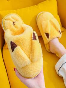 Slippers For Women 2025 New Style For College Students Couple Slippers Indoor Home Furry Slippers Autumn And Winter Bedroom Slippers Soft Bottom Non-Slip Cute Cartoon - Màu vàng - Xem 4