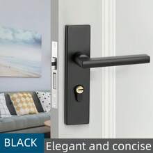 Zinc Alloy Indoor Door Lock Kit - Black Circular Door Handle, Silent And Wear-Resistant Design, Simple And Detachable Lock, Suitable For Bedrooms And Wooden Doors - Black - View 1