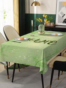 1 块定制矩形花卉桌布，添加您自己的文字，个性化桌布，防油且可擦拭，快速提升客厅氛围，营造舒适的家居氛围，适合婚礼、派对、餐厅、户外、野餐、所有季节和节假日