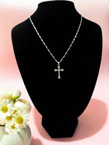 Elegant Cross Necklace With Cubic Zirconia – Minimalist Collarbone Chain | Sparkling Zirconia Inlay, Perfect For Daily Wear & Ideal Gift For Back-To-School, Halloween, Christmas, Valentine's Day & More