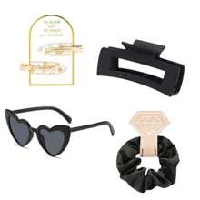 伴娘礼盒4件套，包括伴娘发夹、伴娘发箍、伴娘太阳镜，新娘派对礼物，丝缎柔软发饰，伴娘婚礼礼物，女士（绿色） - 4pcs - 查看 13