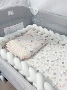 1 Set 3-Ply Baby Crib Braided Soft Bumper, Cradle Mattress, Children's Room Braided Bed Rail Soft Pad, 3-Strand Braided Anti-Collision Bar, Crib Guardrail, Newborn Bedding Accessories, 1M/2M/3M - Multicolor - View 5