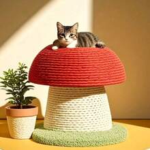 童话蘑菇剑麻猫抓柱 - 天然剑麻材质，耐磨防刮。可爱的红白设计，互动式悬挂球，娱乐性十足，绿色底垫，稳定防滑。 - 彩色 - 查看 2