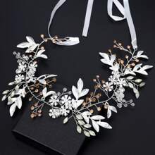 1 pièce Serre-tête/Accessoire pour cheveux tressé à la main de couleur argent, convient pour les mariages et les fêtes
