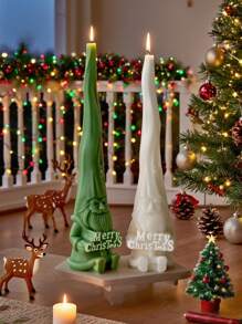 Molde de silicona de vela aromática con diseño de Santa Claus, decoración de vela larga de Navidad, se puede usar para hacer velas, piedras de aromaterapia, decoración del hogar, fácil de desarmar y limpiar, materiales reutilizables para manualidades, regalos artesanales navideños