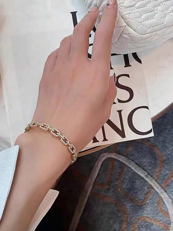 1pc Cubic Zirconia Decor Women Bracelet