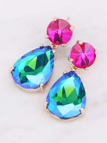 ACEHLN 1 par de pendientes de botón de aleación de zinc con estilo norteamericano con colgante de gota de cristal, pendientes de lujo decorados con diamante de imitación para bodas y ocasiones formales - Estilo 1 - Ver 8