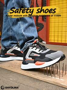 Men's Summer Breathable Steel Toe Work Safety Shoes - Anti-Smash, Anti-Puncture, Comfortable, Anti-Odor, For Construction Sites - Grey - View 4