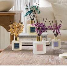 10/20/30/40/50pcs Preserved Flower, Cotton & Reed Diffuser Set, Clean Linen Scented Essential Oil Diffuser With Rattan Sticks For Bathroom Shelf Decoration
