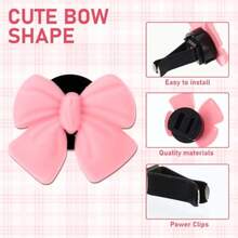 Pink Car Air Freshener Vent Clip Bows 8pcs Cute Girly Car Decor Accessories Air Conditioning Outlet Clip Pink Interior Aesthetic Decorations Stuff For Women Girl Cars Inter Decor For Gift - Pink - View 3
