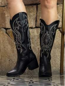 Women Mid-Calf Boots - Black - View 2