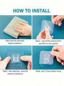 10 piezas de ganchos fáciles de instalar y prácticos, ganchos de pared de plástico de moda, adecuados para enrutadores, enchufes, marcos de fotos, controles remotos, ganchos multifuncionales impermeables adecuados para cocinas, dormitorios, baños y oficinas, ganchos de utilidad - transparente - Ver 4
