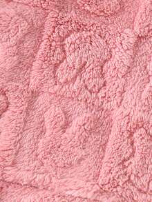 Baby Girls Warm Casual Set, Cute Rabbit Pattern Furry Hooded Jacket And Pants, Autumn/Winter - Pink - View 4