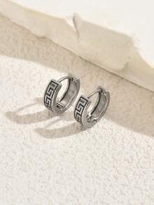 1入組不銹鋼金色鍍層迷你簡約時尚男士耳環 - 金色 - 查看 9