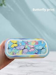 1pc Minimalist Floral Bow Wavy Eyeglass Case, Creative Personalized Glasses Storage Box, Simple Butterfly & Kitty Eyewear Holder For Students