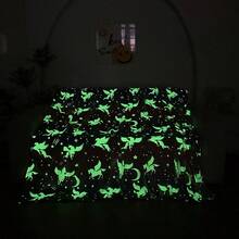 1 件粉色毛绒边单层夜光小马和星星图案毛毯，柔软亲肤的床用毛毯，多功能盖毯，适用于客厅沙发、卧室