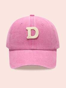 1 件男女字母印花水洗棒球帽，适合户外活动和日常佩戴的太阳帽，防晒 - 粉色 - 查看 15