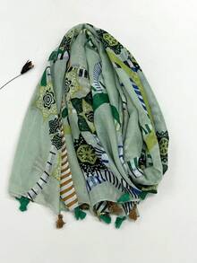 1pc Muslim Women's Versatile Cute Delicate Spring/Summer New Arrival Sweet Retro Pink Series Sunscreen Shawl Scarf - Multicolor - View 2