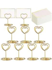 20pcs Mini Table Number Holders, Place Card Holder, Table Card Holders, Table Number Stands, Heart Shaped Table Sign Picture Photo Holder Menu Memo Clips For Valentine's Day Table Decor ,Graduations,Mother'Day Decorations