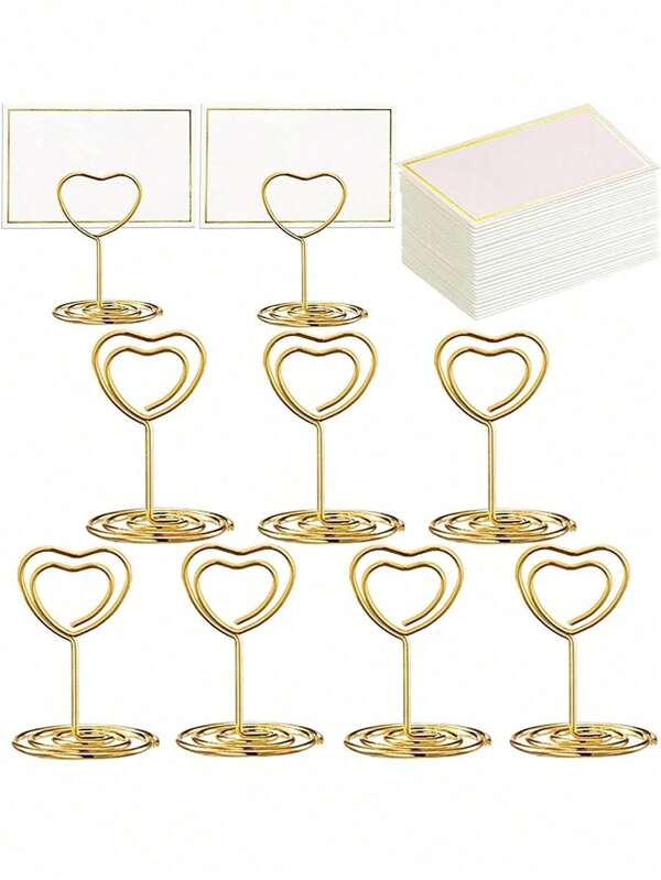 20pcs Mini Table Number Holders, Place Card Holder, Table Card Holders, Table Number Stands, Heart Shaped Table Sign Picture Photo Holder Menu Memo Clips For Valentine's Day Table Decor ,Graduations,Mother'Day Decorations
