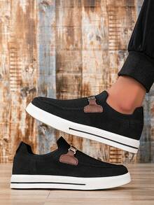 Giày thể thao nam nhẹ và thoải mái, giày trượt ván thông thường, chống trượt thoáng khí, phù hợp với mọi mùa/lái xe, giày lười nam thoải mái, màu trắng - Đen và trắng - Xem 5