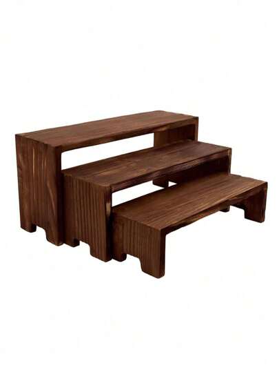 展示架木质立架木制支架三层木质架子装饰矩形纸杯蛋糕架古龙水香水收纳架展示柜