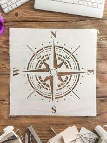 1pc PenhuaMoban Compass Navigation Chart Stencil, 30x30cm Plastic DIY Mold For Painting On Wood, Fabric, Wall - Art Supplies For Embossed Paper Card Crafting, Stencils For Painting On Wood,For School Supplies,Back To School