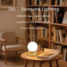 1 件三色可调光台灯，可充电学习台灯，露营台灯便携式 LED 夜灯，适用于学习阅读卧室和宿舍