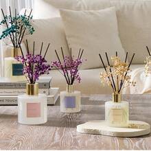 10/20/30/40/50pcs Preserved Flower, Cotton & Reed Diffuser Set, Clean Linen Scented Essential Oil Diffuser With Rattan Sticks For Bathroom Shelf Decoration