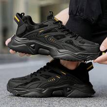 Tênis de corrida masculino, calçados esportivos casuais novos, calçados estudantis, calçados esportivos para todas as estações, tênis de basquete, tênis com amortecimento de ar e absorção de impacto, adequados para todas as estações - Preto - Ver 7