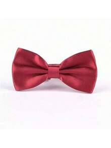 1pc Men's Polyester Solid Dual-Layer Bow Tie