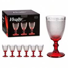 U HOME -  Juego de 6 copas de vino puntos pie Rojo - Rojo - Ver 2