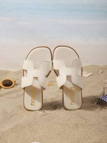 1 Pair Genuine Leather Toddler/Little Girls' Flat Sandals, Minimalist Adjustable Strap Round Toe Fashion Elegant Cute Roman Sandals, Suitable For 3-12 Years Old Girls Daily, Casual, Vacation, Beach Wear, Spring/Summer 2025