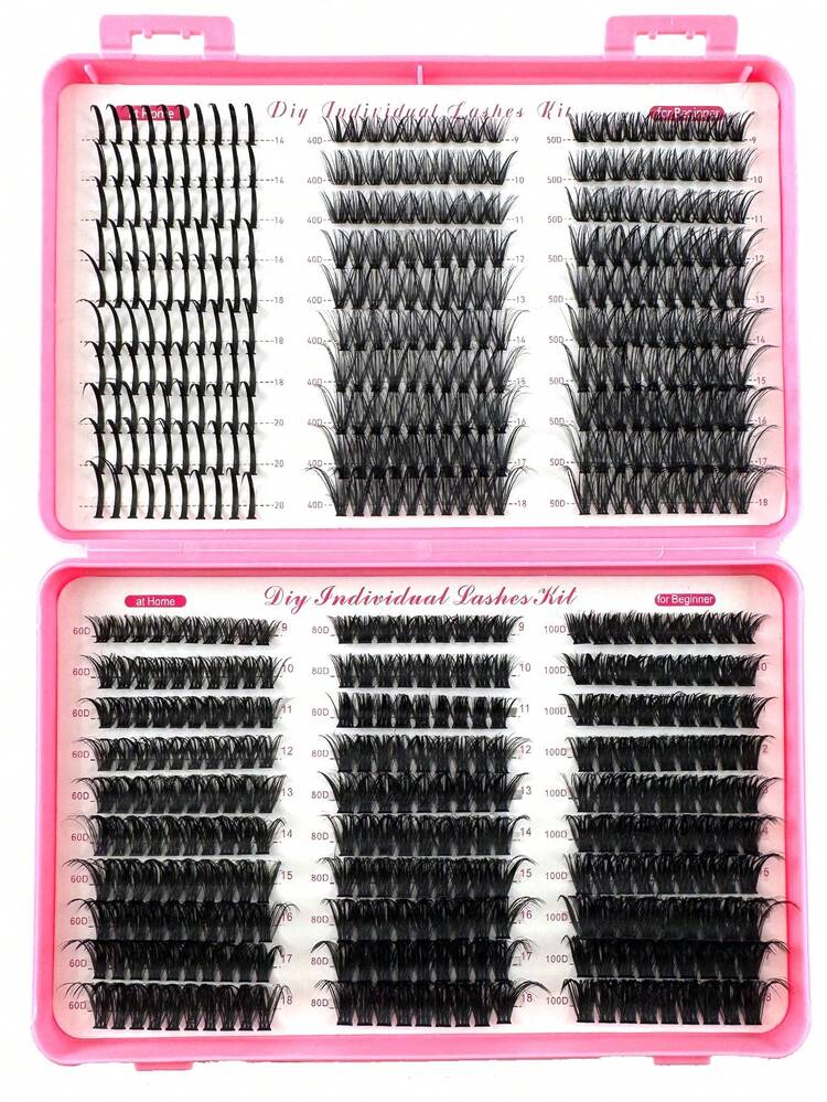 580 chiếc/gói Lông mi giả siêu dày và mềm mại, hỗn hợp các gai 40/50/60/80/100mm, Lông mi giả làm từ lông chồn, Độ cong chữ D 0,07mm, Chiều dài hỗn hợp 9-18mm, Tự nhiên và mềm mại, Phù hợp với mọi phong cách, Phụ kiện trang điểm có thể tái sử dụng Cụm lông mi, Cụm lông mi, Lông mi riêng lẻ, Lông mi, Lông mi giả - D - Xem 2