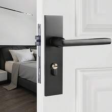 Zinc Alloy Indoor Door Lock Kit - Black Circular Door Handle, Silent And Wear-Resistant Design, Simple And Detachable Lock, Suitable For Bedrooms And Wooden Doors - Black - View 2