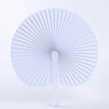 5/10/20pcs Customized White Folding Paper Fans With Heart-Shaped Plastic Handles, Suitable For Weddings, Souvenirs, Parties, Durable, Colorful, Cute For Birthday, Children's Day, Father's Day, Graduation, Wedding, Housewarming