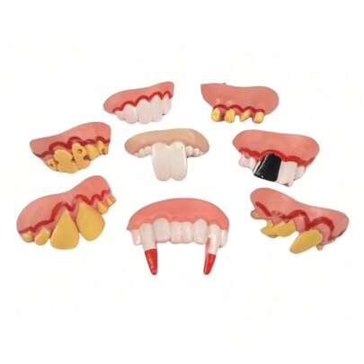 1pc 8-Style Funny Fake Teeth, Gag Toys For April Fool's Day, Halloween Props, Friend Party Gifts, Valentine's Day Gifts