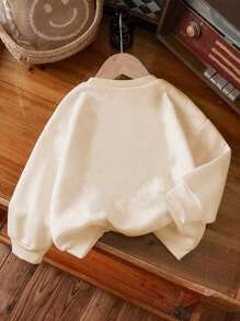 1 Girl's Long Sleeved Round Neck Pullover With A "Smiling Face" Print Pattern, Providing A Comfortable, Stylish, And Casual New Autumn/Winter Season Top For Young Girls/Tween Girls/Teen Girls,Patterned Sweatshirts