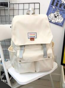 1 件女士日式休闲风格尼龙书包通勤包背包钱包，轻便大容量，配有可调节肩带，适合夏季，适合商务/通勤/工作，适合大学高中假期，极简主义休闲学院风运动风，纯色，其他印花，适合大学生，送给女朋友的女孩礼物 - 彩色 - 查看 6