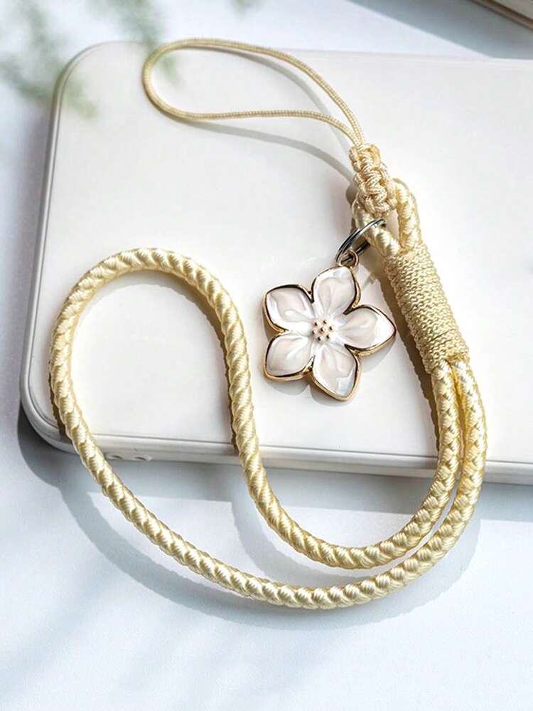 1pc Flower Pendant Woven Mobile Phone Lanyard, Fresh Style Hand-Woven Short Phone Chain, Suitable For Mobile, Earphone, Key, USB Flash Drive, Retro Strap To Prevent Loss - Multicolor - View 9