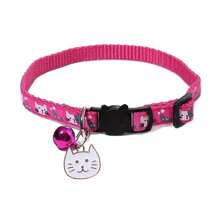 1pc Adjustable Cartoon Cat Collar With Bell, Polyester Fiber, Breakaway Buckle - Essential, Pet Accessories For Cats And Small Dogs - Multicolor - View 2