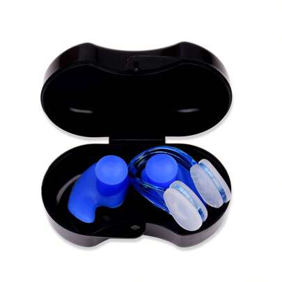 Set de tapones de silicona para los oídos y pinza nasal, tapones de oído en espiral impermeables, equipo de natación para adultos principiantes en caja, tapones de oído de silicona, artículo esencial para la playa, accesorios de playa, flotadores de piscina