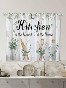 2 件植物印花厨房窗帘，无孔窗帘，短窗帘，适用于卧室办公室厨房客厅书房家居装饰 - 彩色 - 查看 5