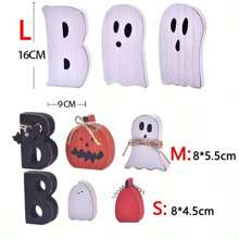 3 قطع/ مجموعة لديكور هالوين لراس المزرعة، شبح كيوت مع تزيينات Boo، تزيينات طاولة هالوين الداخلية، لوحات خشبية صغيرة سوداء وبيضاء مع عبارة Boo بطراز ريفي، ديكور صينية بثلاث مستويات، شبح خشبي لديكور مكتب الهالوين