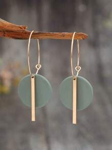 1 对波西米亚简约几何圆形和条形合金环状耳环，时尚多色合金耳环 - 彩色 - 查看 5