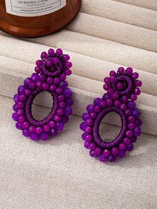 1 Cặp 25 Bông tai thiết kế hình học bằng thủy tinh kiểu Bohemian mới dành cho phụ nữ, phù hợp để đeo hàng ngày, tiệc tùng, ngày lễ - bông tai đính cườm - Xem 4