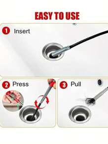 1个不锈钢爪头管道疏通器，用于清除堵塞管道的毛发 - 适用于水槽、马桶、厨房排水管、浴室浴缸排水管的管道疏通工具（62.99英寸） - 彩色 - 查看 6
