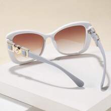 1 副时尚珍珠亚克力猫眼眼镜，多功能个性化时尚眼镜，适合户外旅行街头摄影，简约设计猫眼形墨镜 - 彩色 - 查看 2